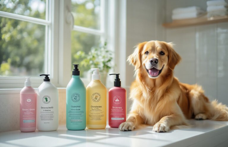 dog with shampoos