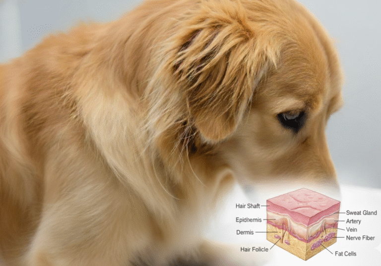 dog with skin layer diagram