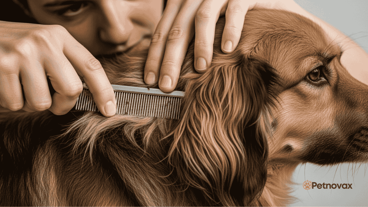 checking dog fleas ticks